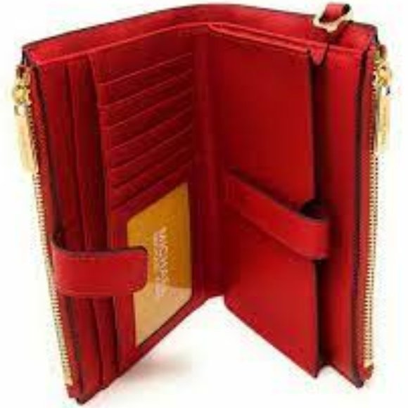 New Michael Kors Adele Floral Appliqué Leather Smartphone Double Zip Wristlet - Picture 4 of 13